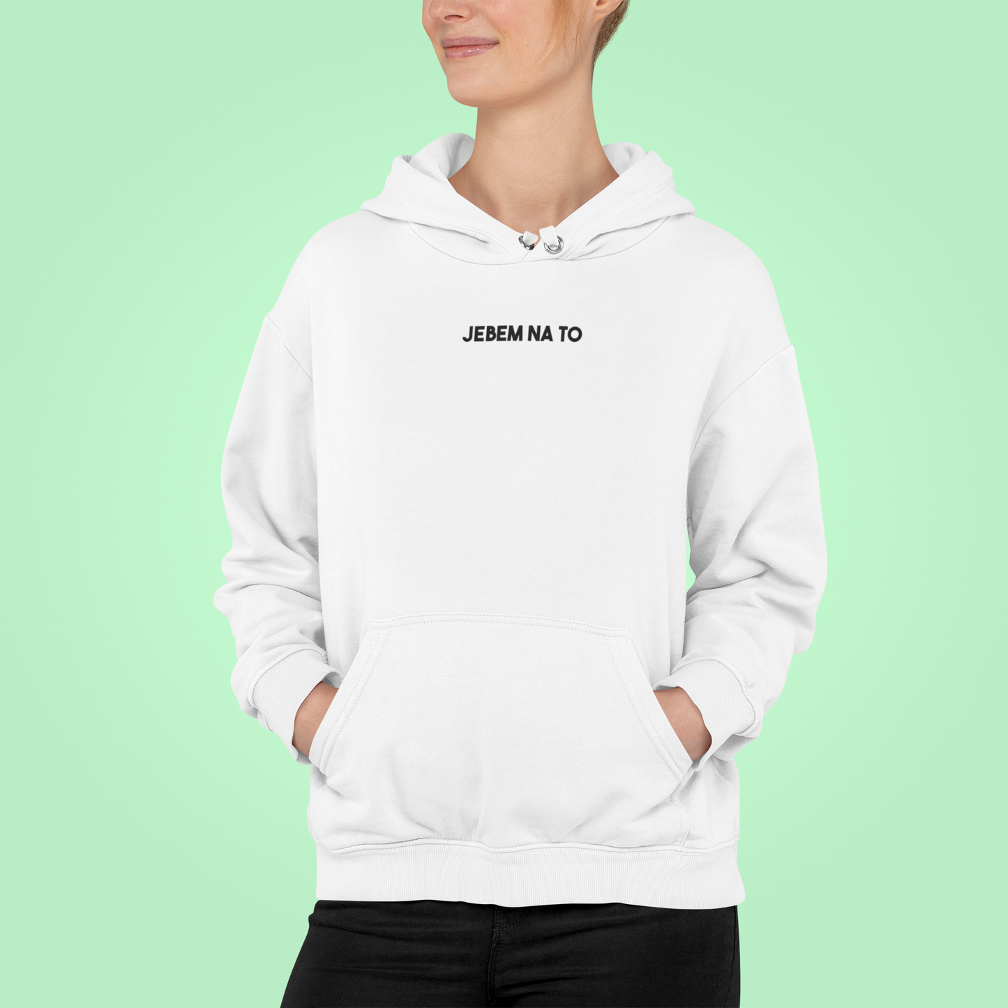 Mikina s nápisom "Jebem na to"