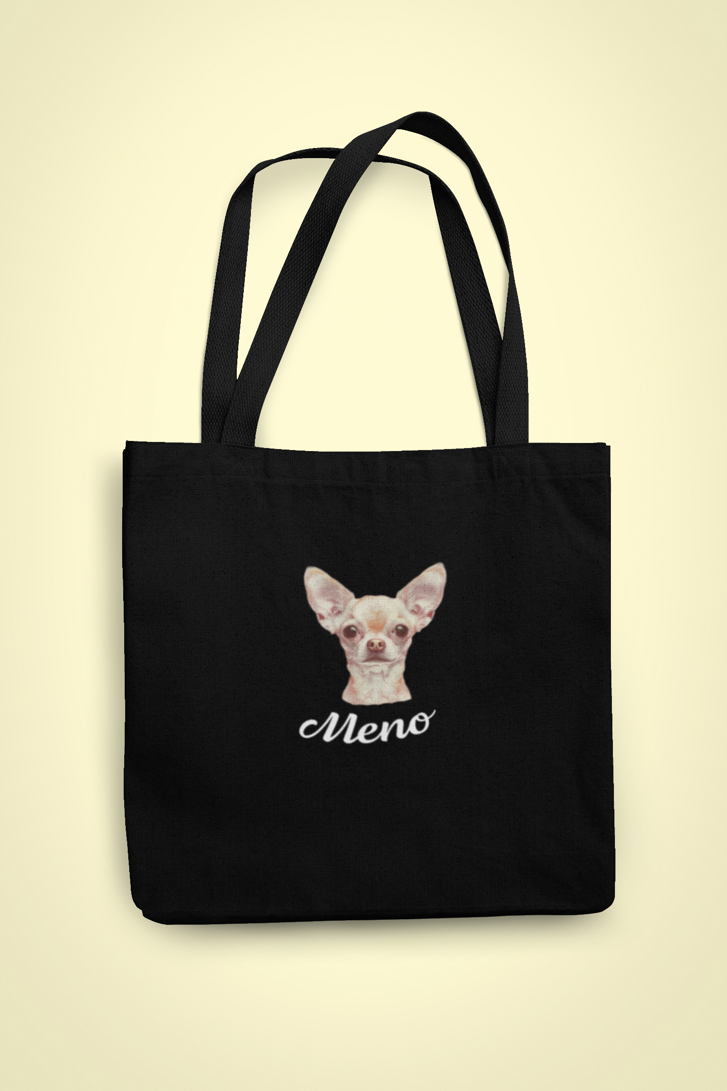 Taška Biela čivava | personalizovaná taška s menom psíka