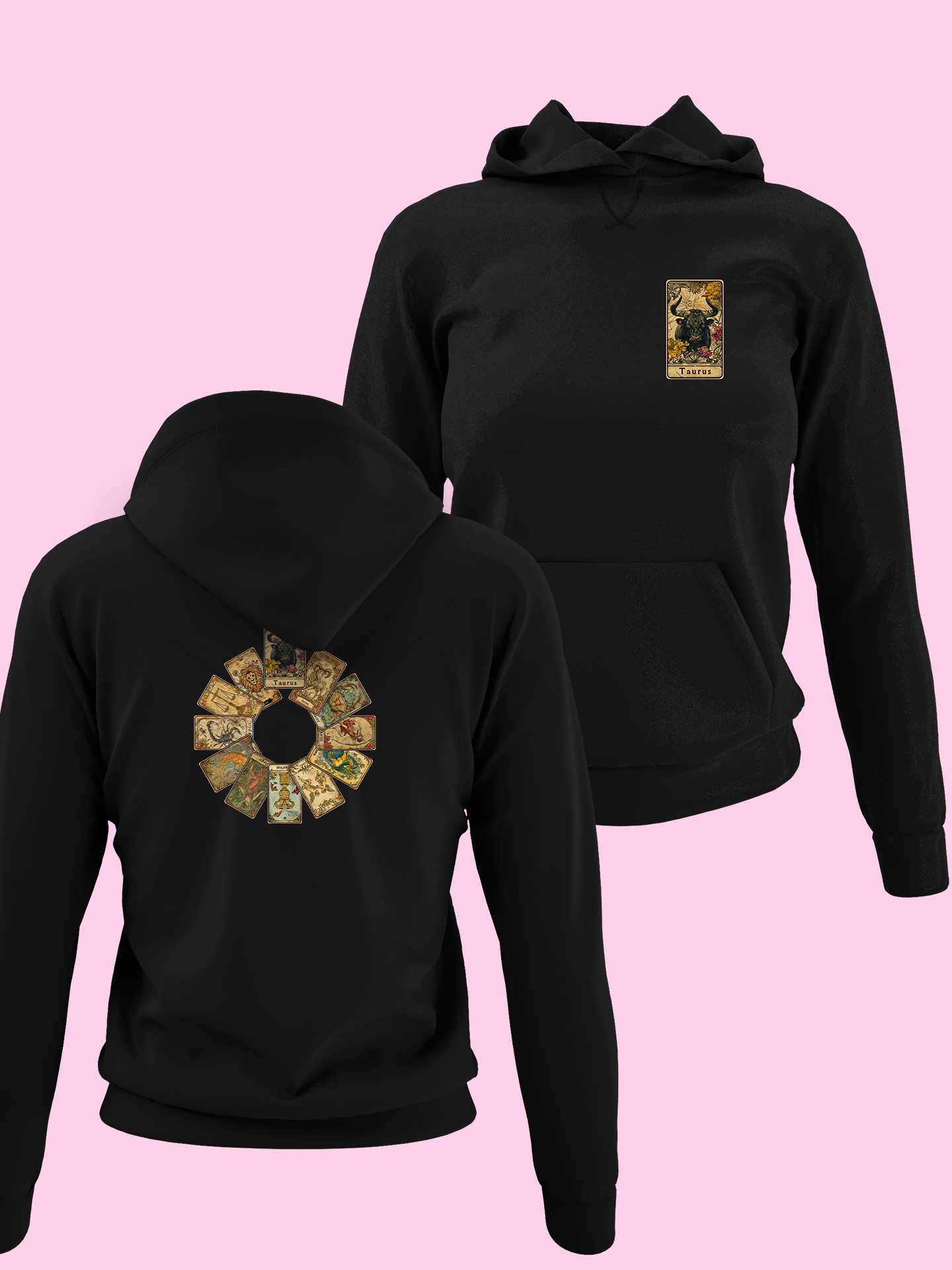 Mikina so znamením Býk (tarotové karty)