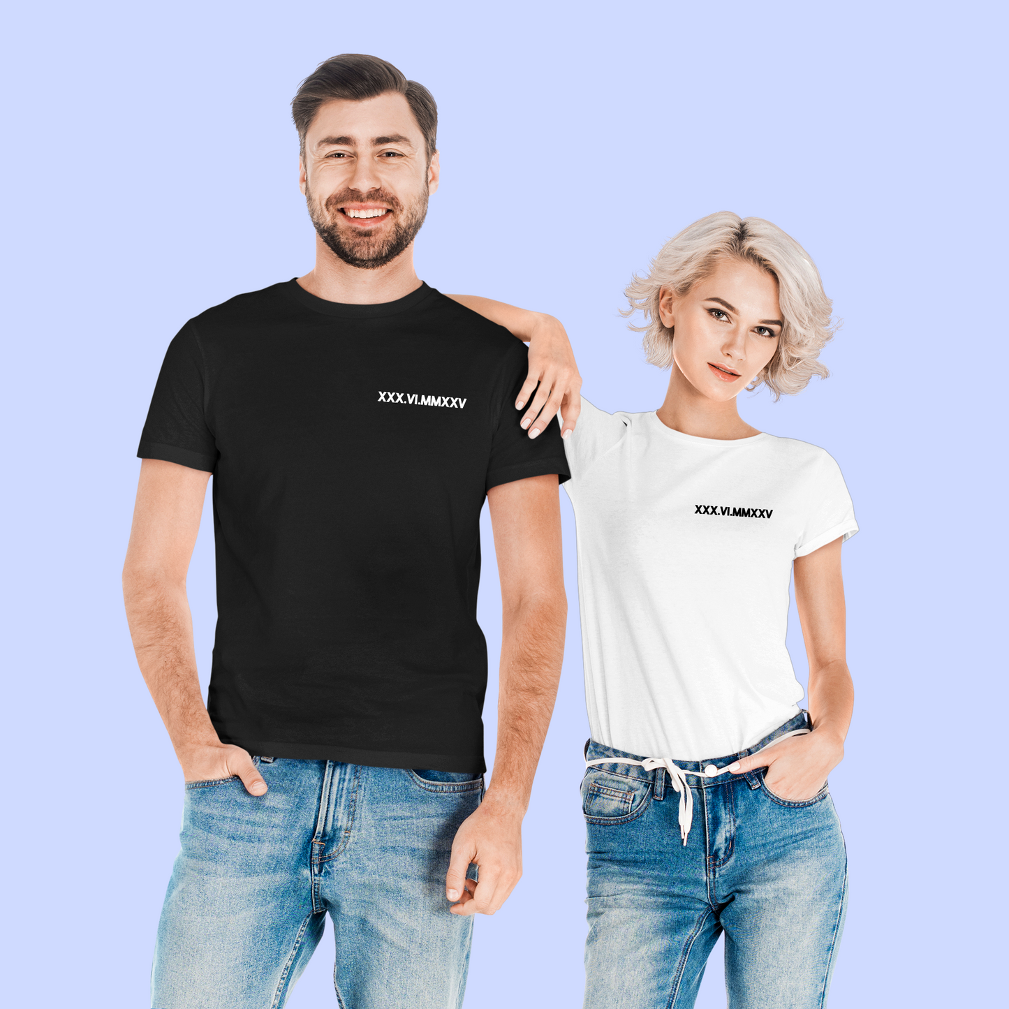 Trička pre páry s vlastným dátumom