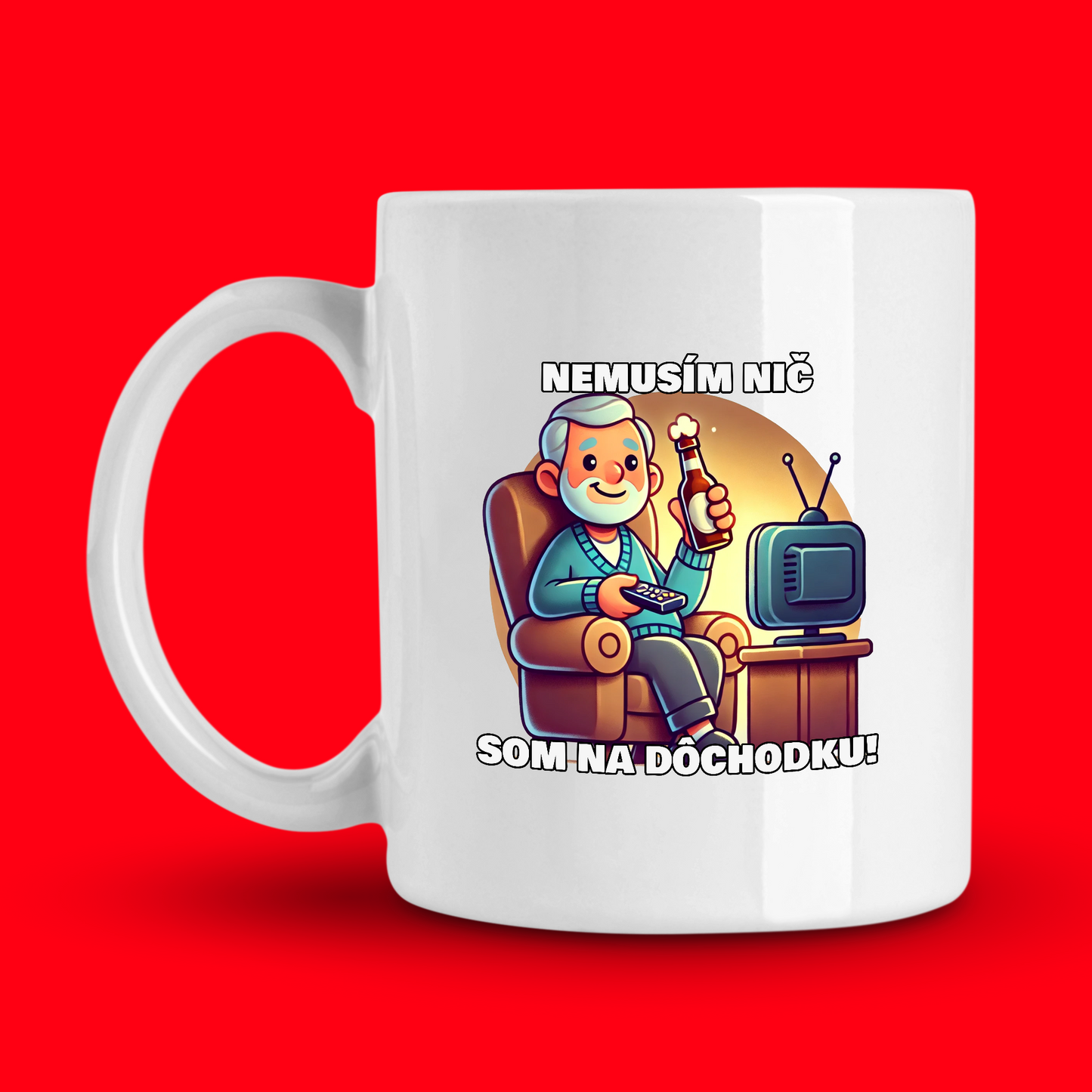 Hrnček | Darček pre dedka | Nemusím nič som na dôchodku - dedko s pivkom |