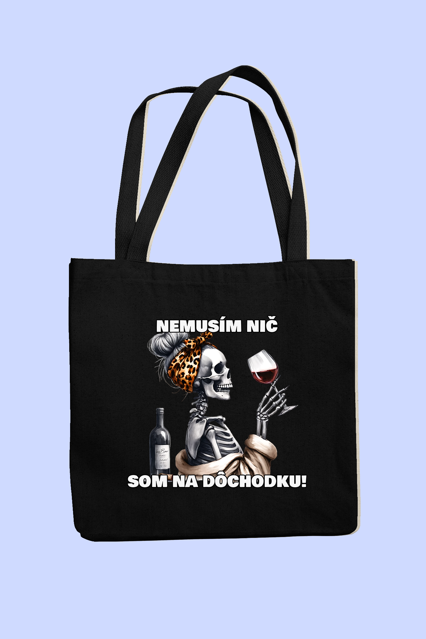 Taška | Darček pre babku | Nemusím nič som na dôchodku - kostra s vínom |