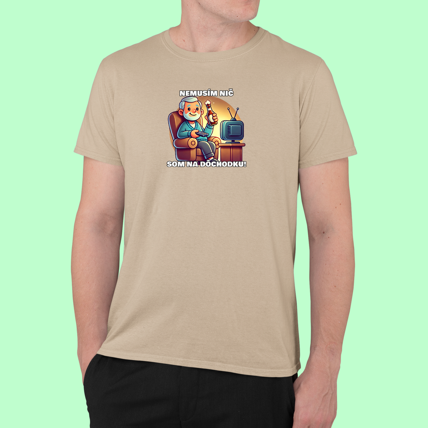 Tričko | Darček pre dedka | Nemusím nič som na dôchodku - dedko s pivkom |