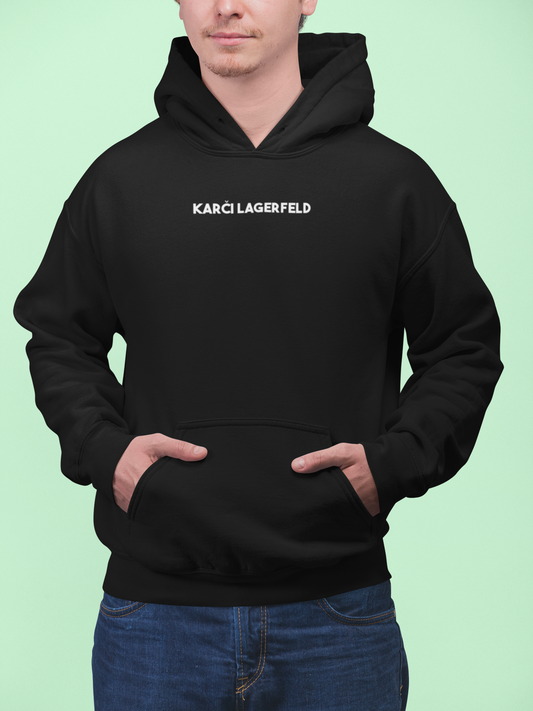 Mikina s nápisom "Karči Lagerfield"