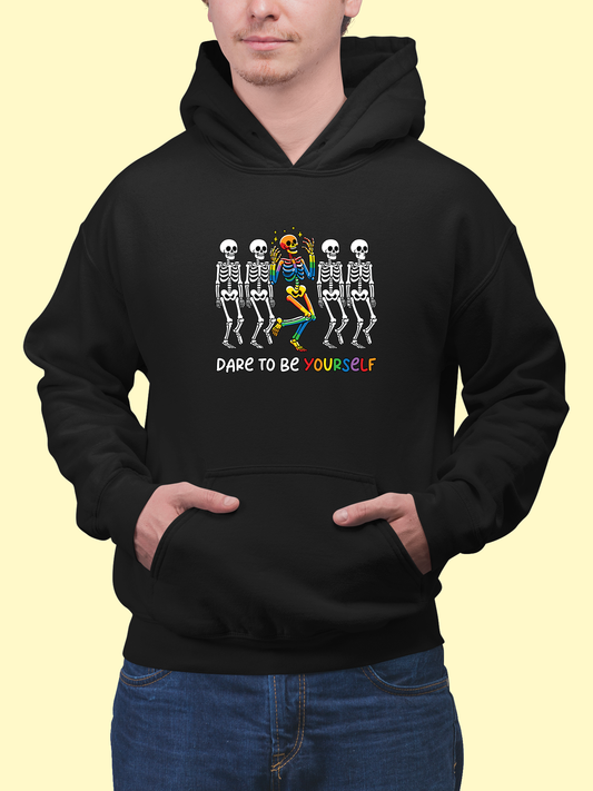 Mikina "Dare to be yourself" s dúhovou kostrou