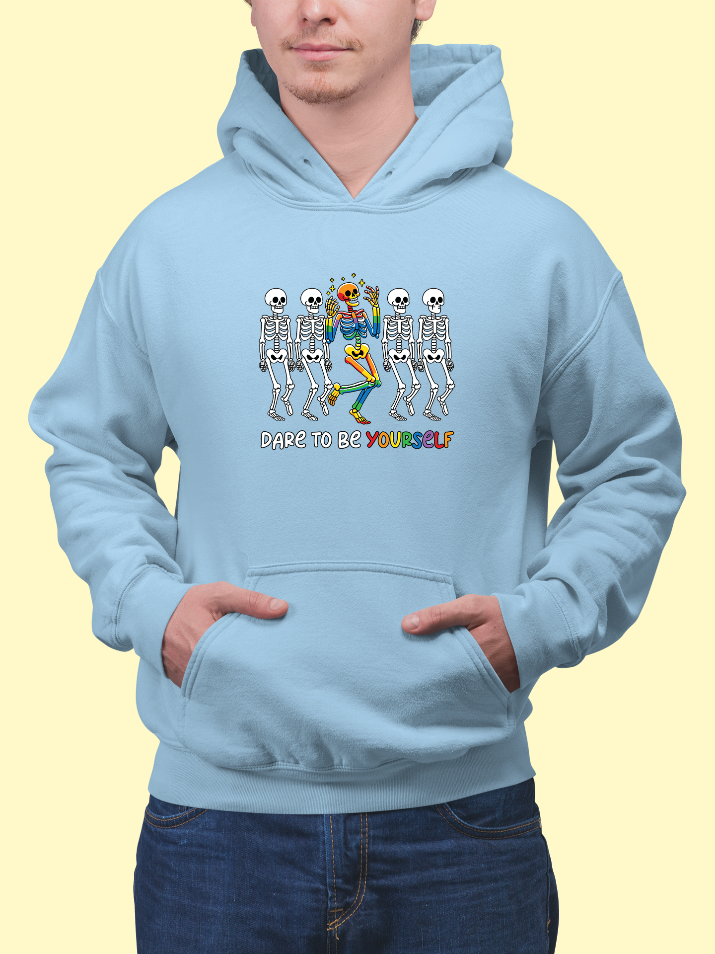 Mikina "Dare to be yourself" s dúhovou kostrou