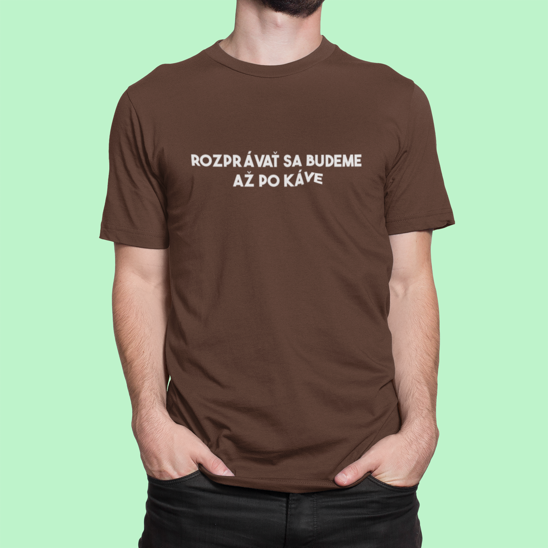 Tričko s nápisom "Rozprávať sa budeme až po káve" - Bombové