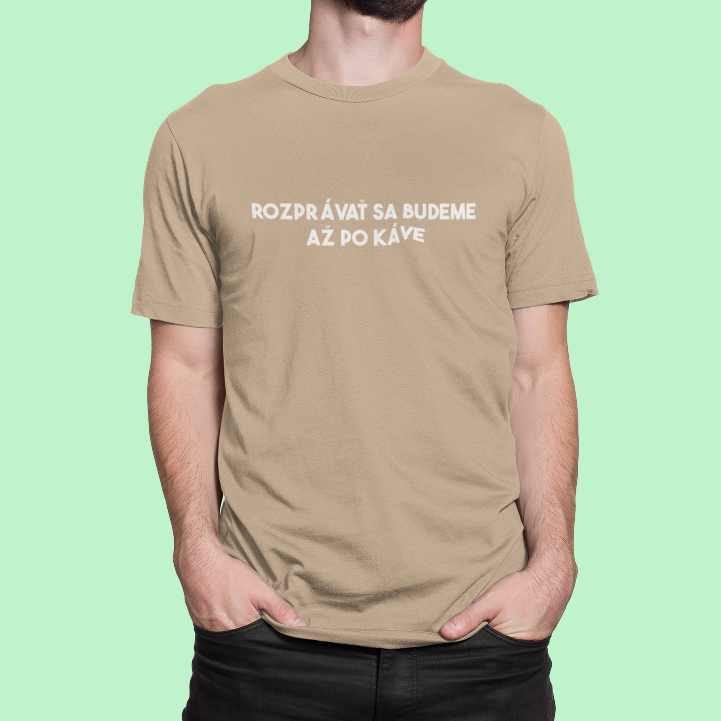 Tričko s nápisom "Rozprávať sa budeme až po káve" - Bombové