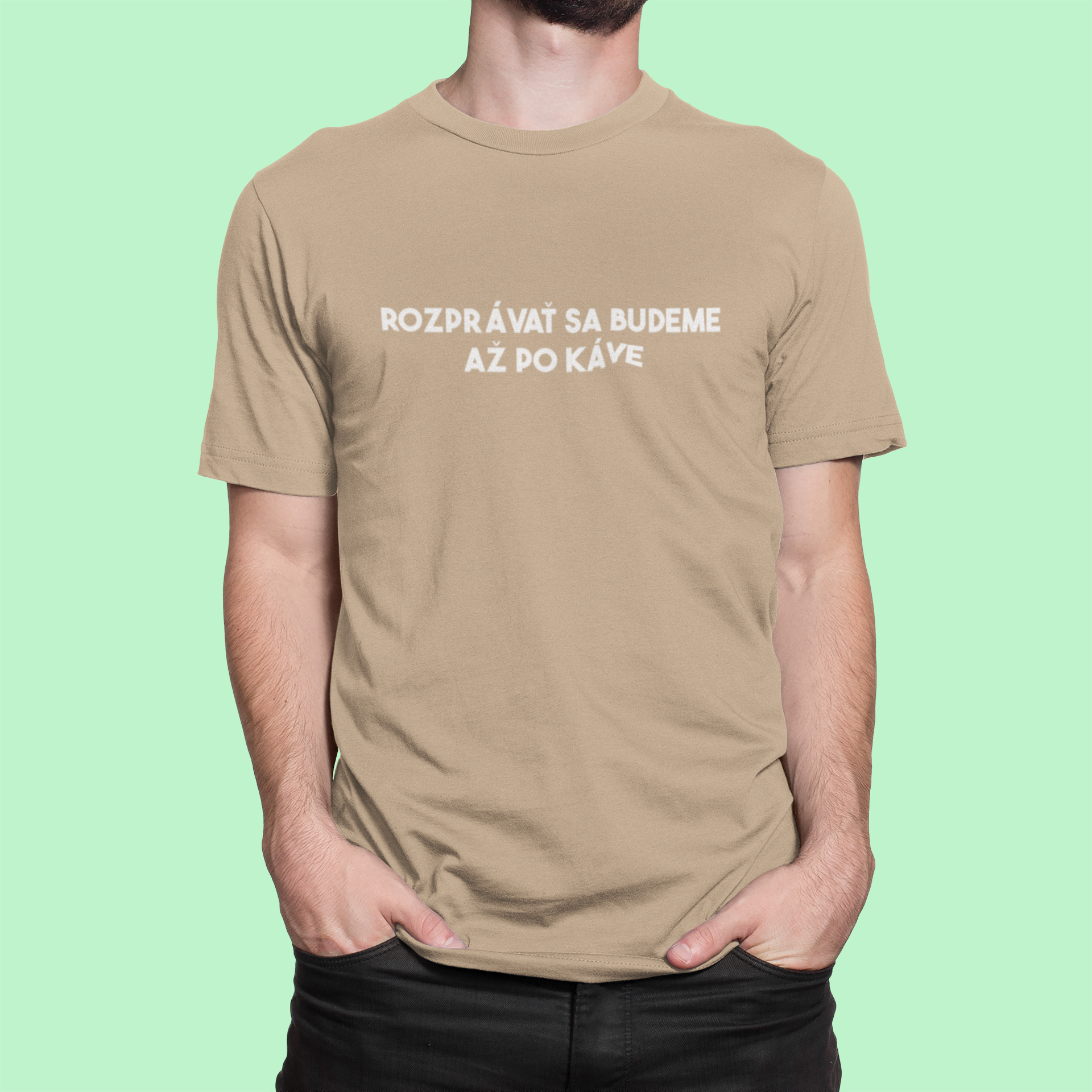 Tričko s nápisom "Rozprávať sa budeme až po káve" - Bombové